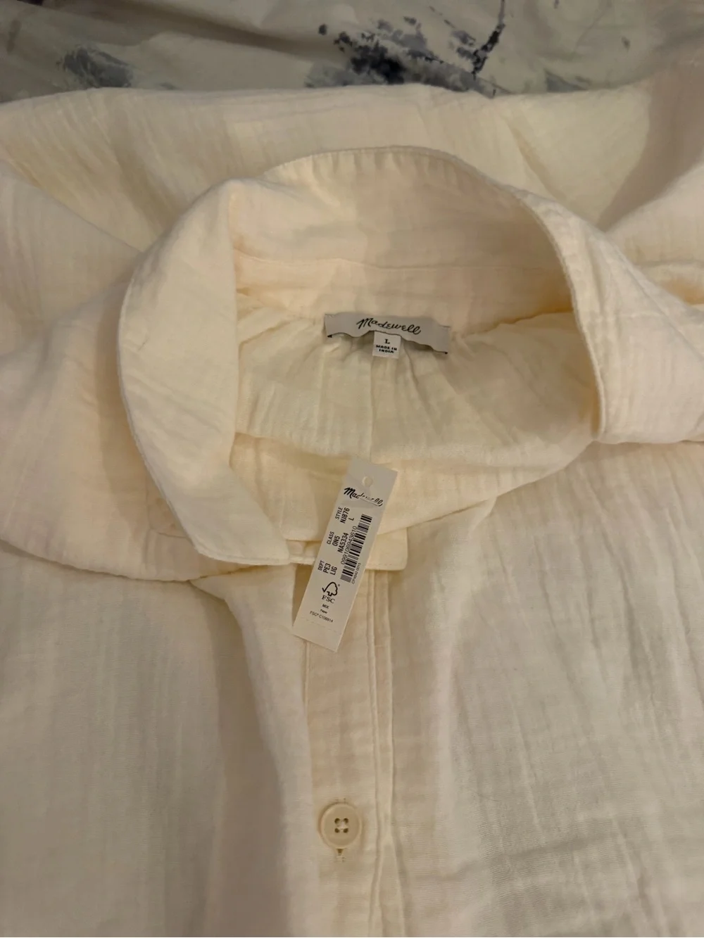 Madewell Cream Short-Sleeve Gauze Cover Up - Picture 2 of 2